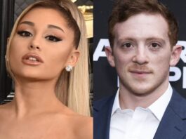 A college of Ariana Grande and Ethan Slater