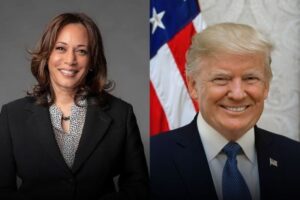 A picture of Donald Trump and Kamala Harris