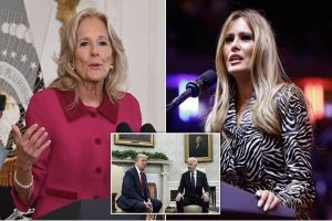 A collage of Melania Trump, Jill Biden, Donald Trump and Joe Biden