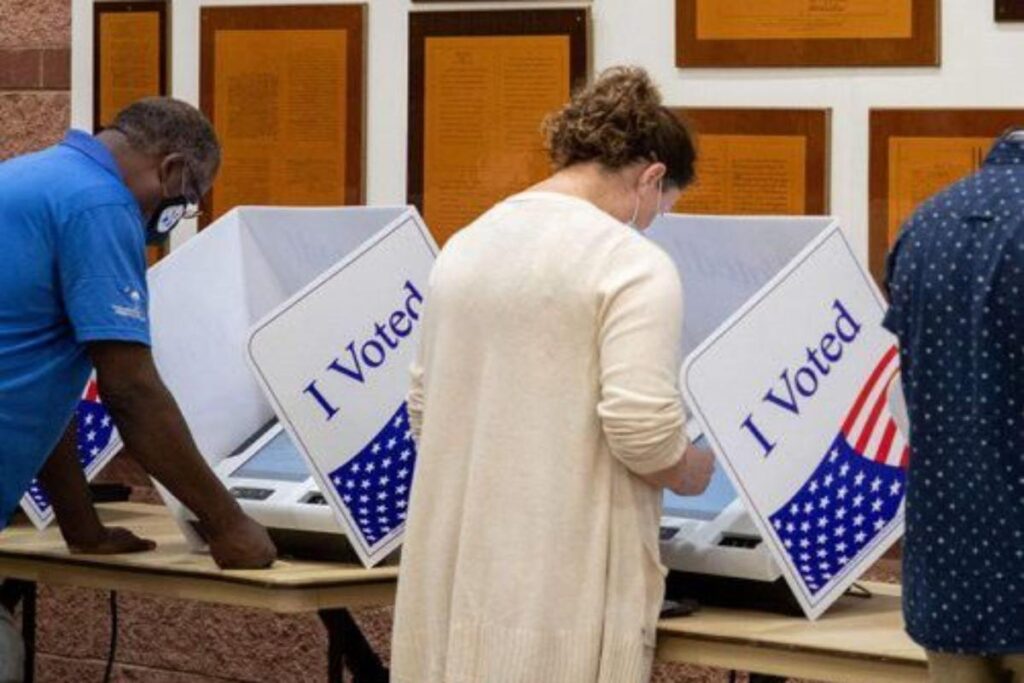 A picture of people voting