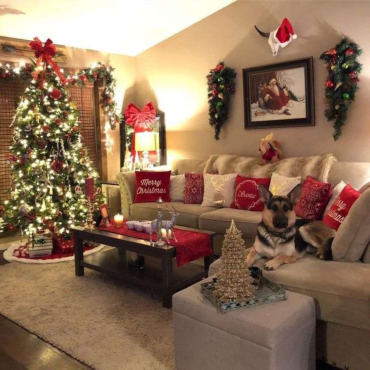 A festive looking living room 