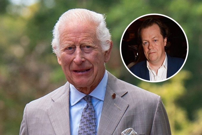 An image of King Charles next to a smaller one of Tom Parker-Bowles