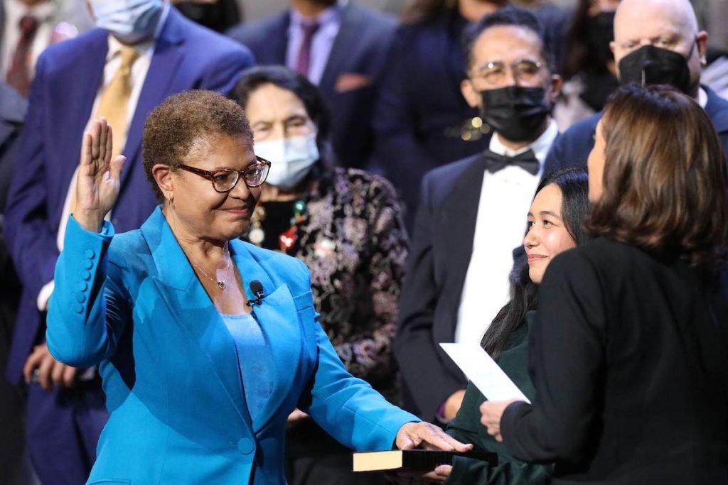 Mayor Karen Bass on the day she was sworn in 