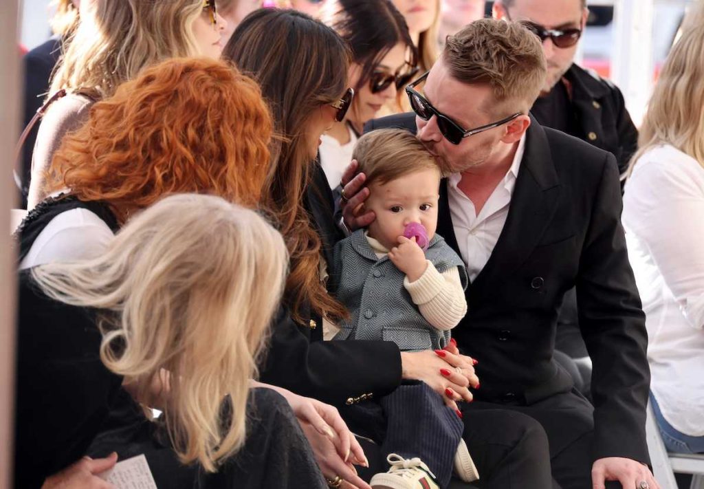 Macaulay Culkin and Brenda Song with their boys at his Hollywood walk of fame ceremony