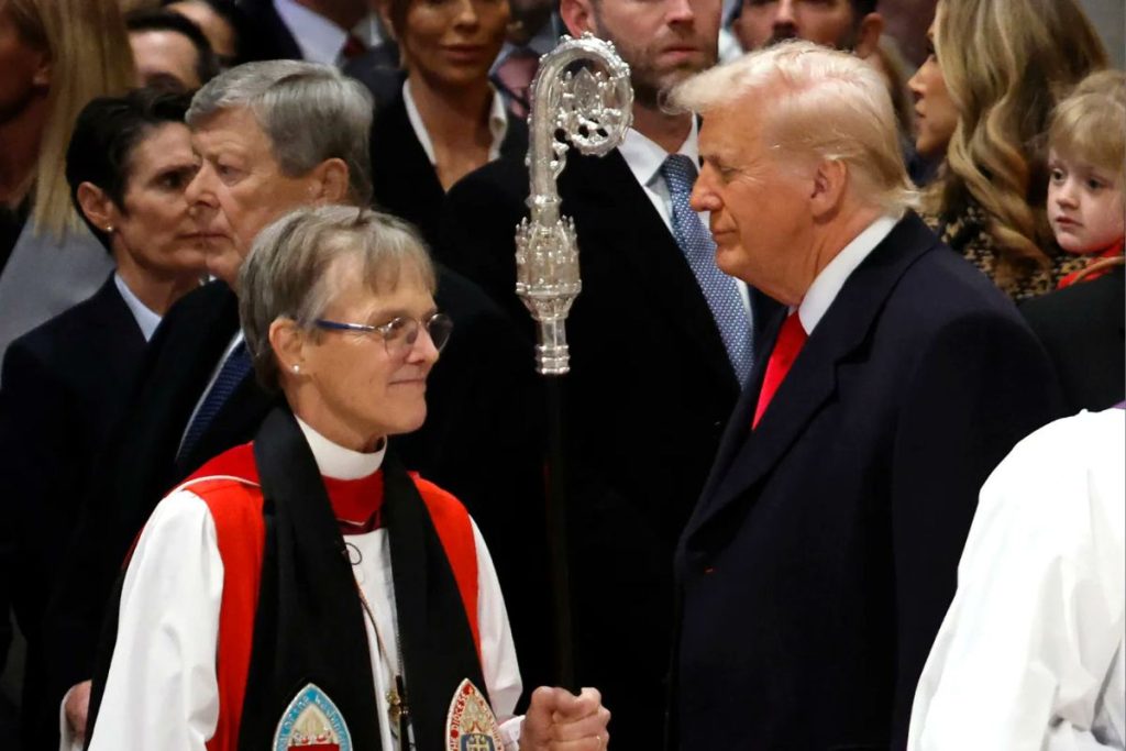 A picture of Donald Trump and Bishop Edgar Budde