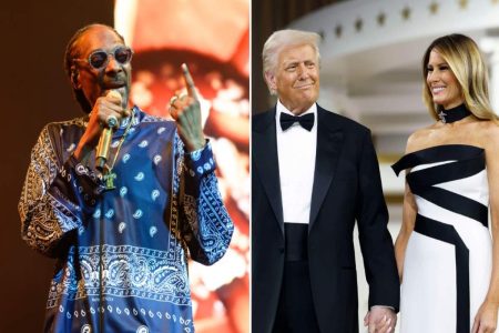 A collage of Snoop Dogg, Donald Trump, and Melania Trump