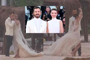 Pictures of Justin Theroux and Nicole Brydon Bloom dancing at their Wedding