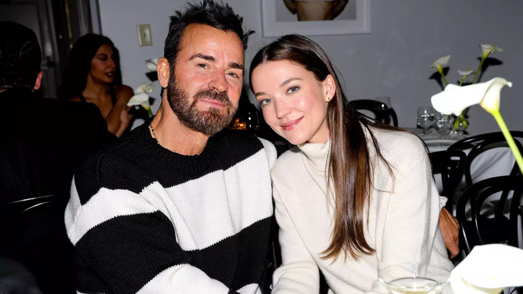 A picture of Justin Theroux and fiancee Nicole Brydon Bloom