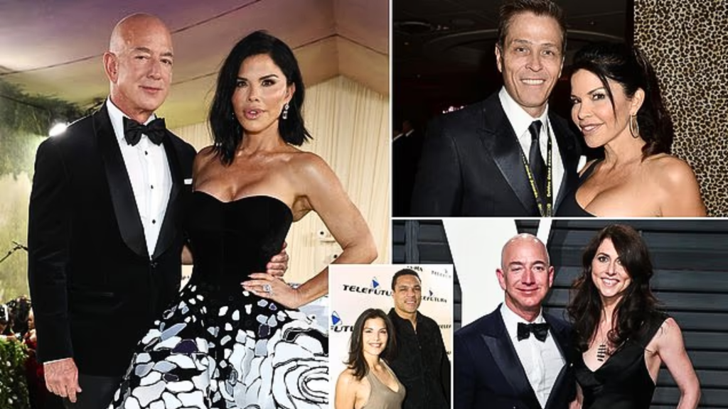 Jeff Bezos and Lauren Sanchez with their former spouses.