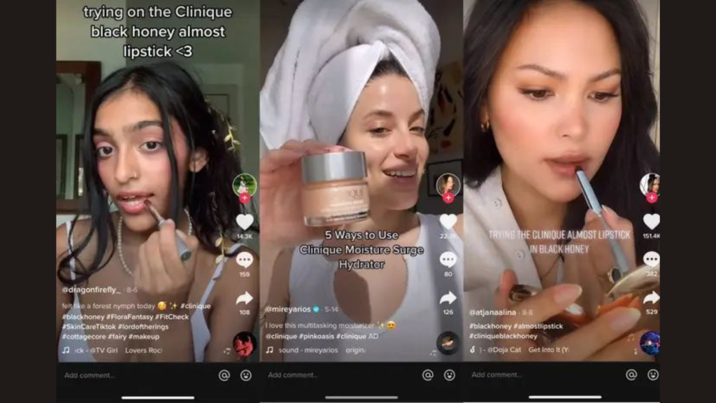 Tiktok users displaying their content