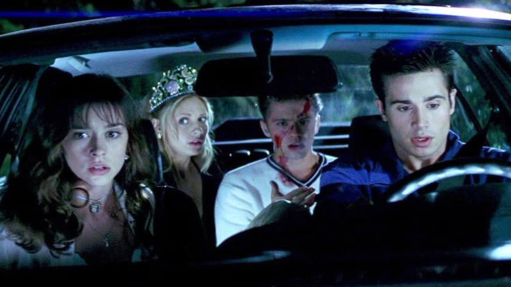 Car scene of cast from I Know What You Did Last Summer, the original