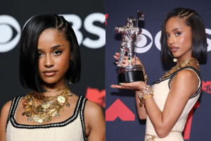 Tyla posing at the MTV VMAs Red carpet